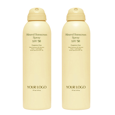 الملصق الخاص SPF 50 واقي الشمس رشاش حزمة مزدوجة واقي للماء واقي الشمس حزمة من 2