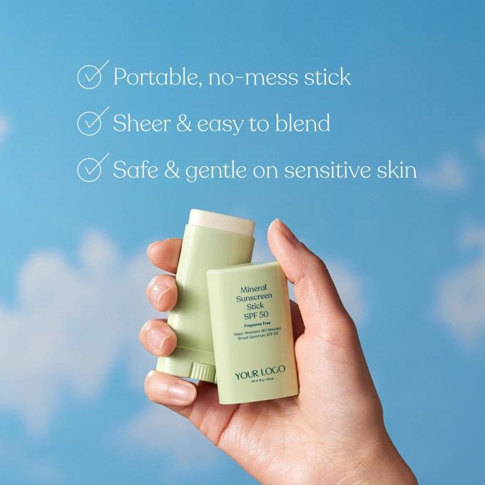 العلامة التجارية الخاصة معادن واقي الشمس عصا SPF 50 مقاوم للماء الطيف الواسع UVA/UVB الحماية 1